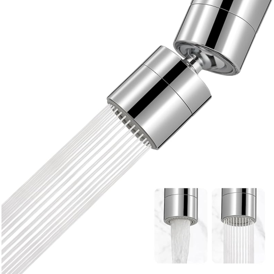 Metal Faucet Aerator, 360-Degree Swivel Solid Brass Kitchen Sink Aerator, Dual-function Sink Sprayer Attachment, Faucet Replacement Part 55/64'' Female Thread, Silver