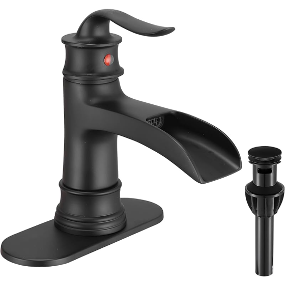 Waterfall Faucet Bathroom Faucet Single le One Hole Oil Rubbed Bronze Finish Large Spout Lavatory Faucets Oil Rubbed Bronze